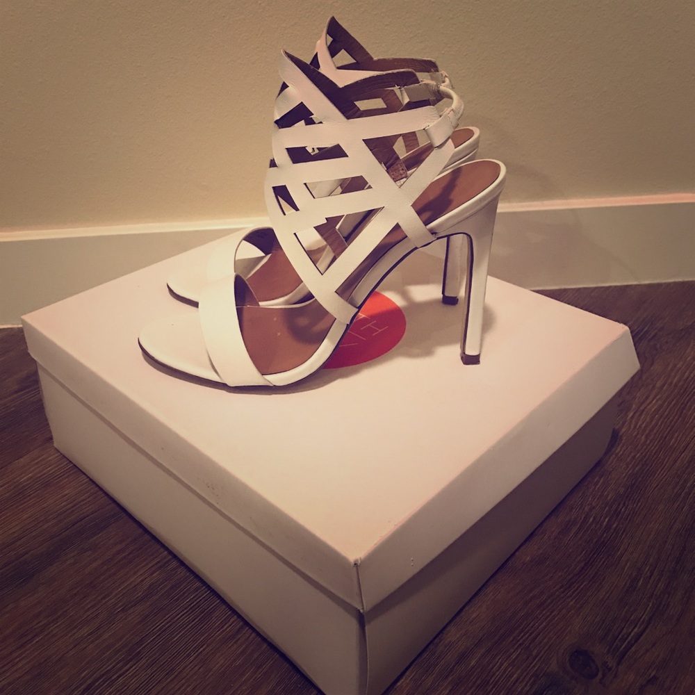 GORGEOUS white strappy heels