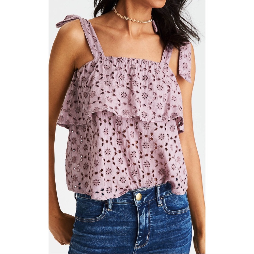 NWT AEO ruffle eyelet tank top