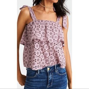 NWT AEO ruffle eyelet tank top