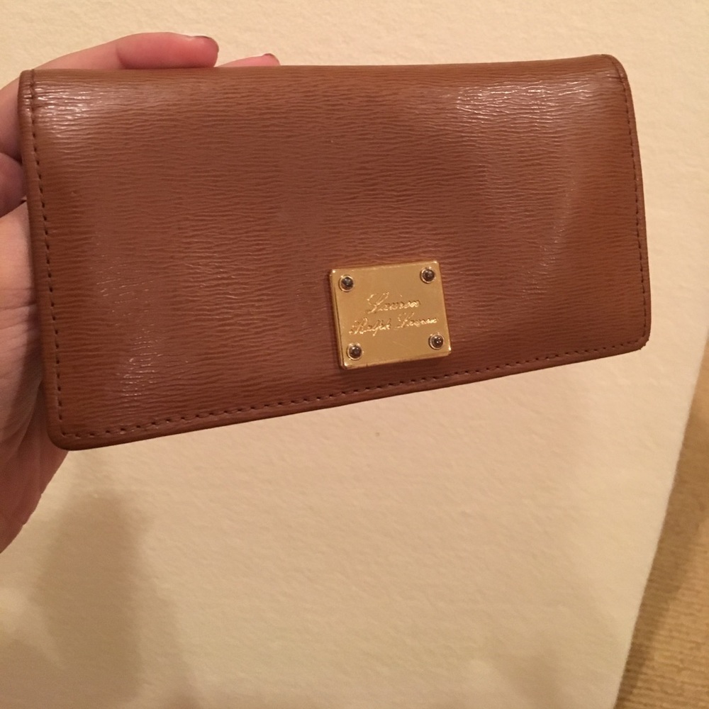 Lauren by Ralph Lauren camel leather wallet.