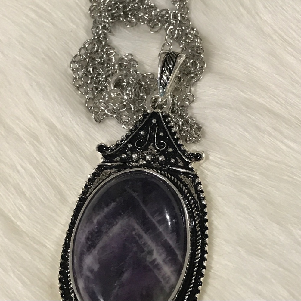 Handmade Natural Amethyst Stone Necklace - Picture 2 of 2