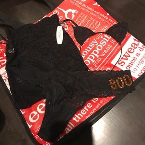 Victoria's Secret lacy cat headband and thong set