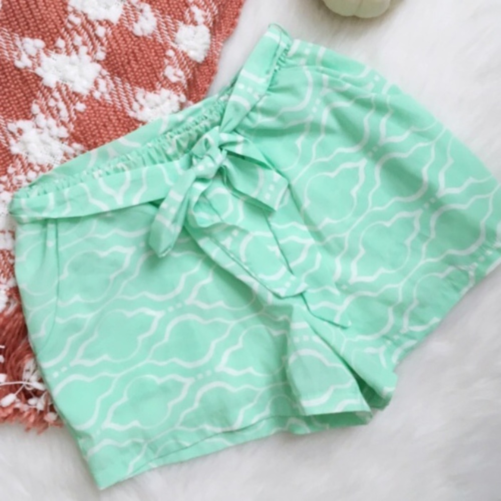 Francesca's ✨ Mint Silky Patterned Shorts SZ S