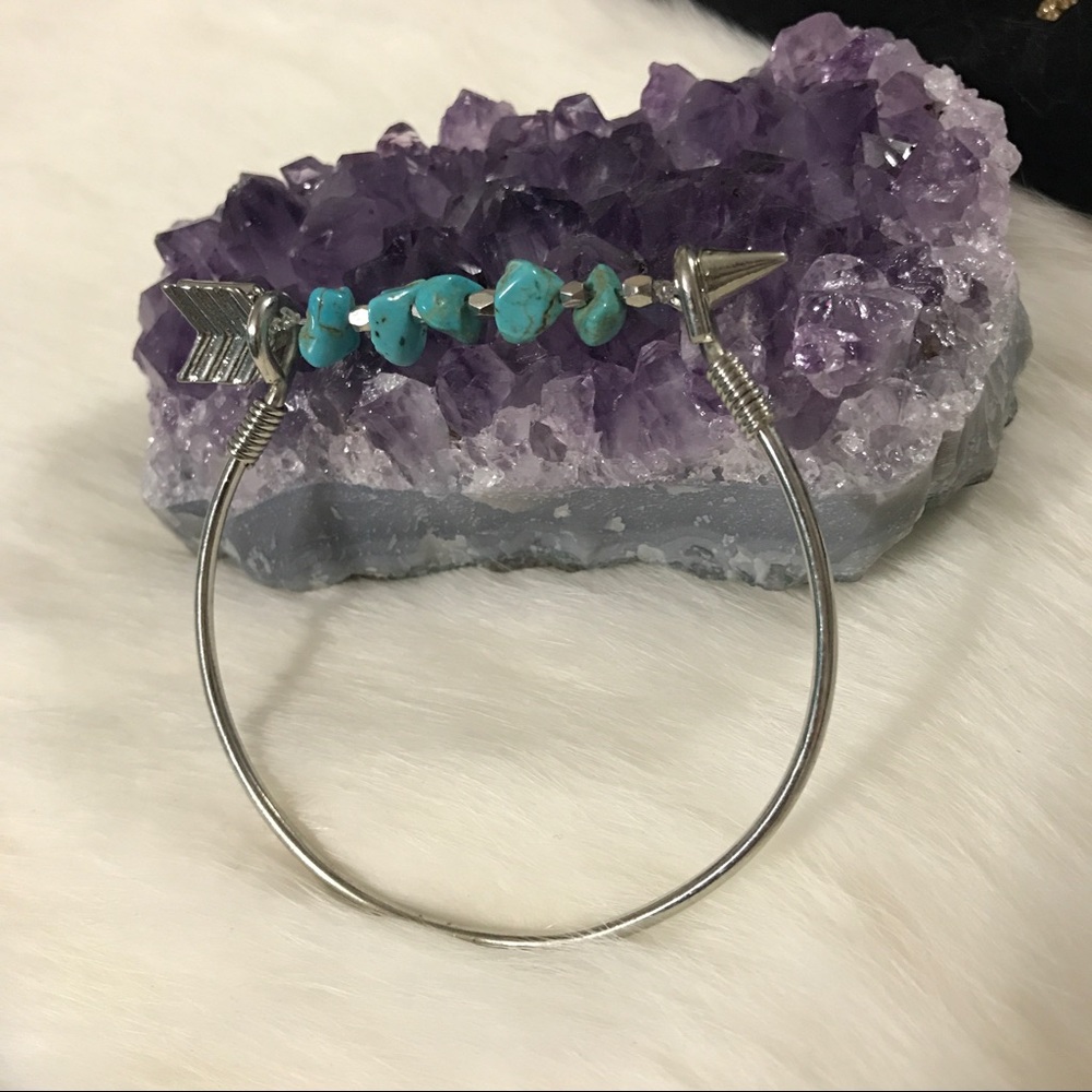 Beautiful Natural Turquoise Stone Arrow Bangle - Picture 2 of 2