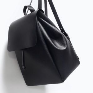 Zara Black Leather Backpack