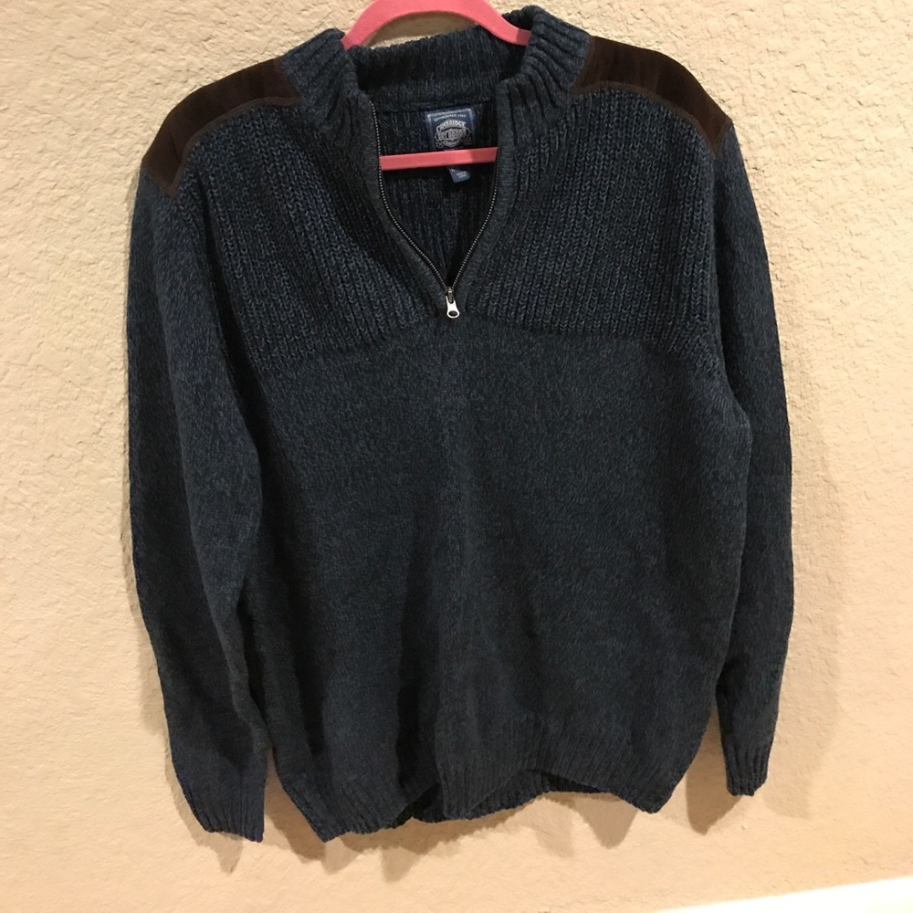 Dark blue knitted half zip sweater
