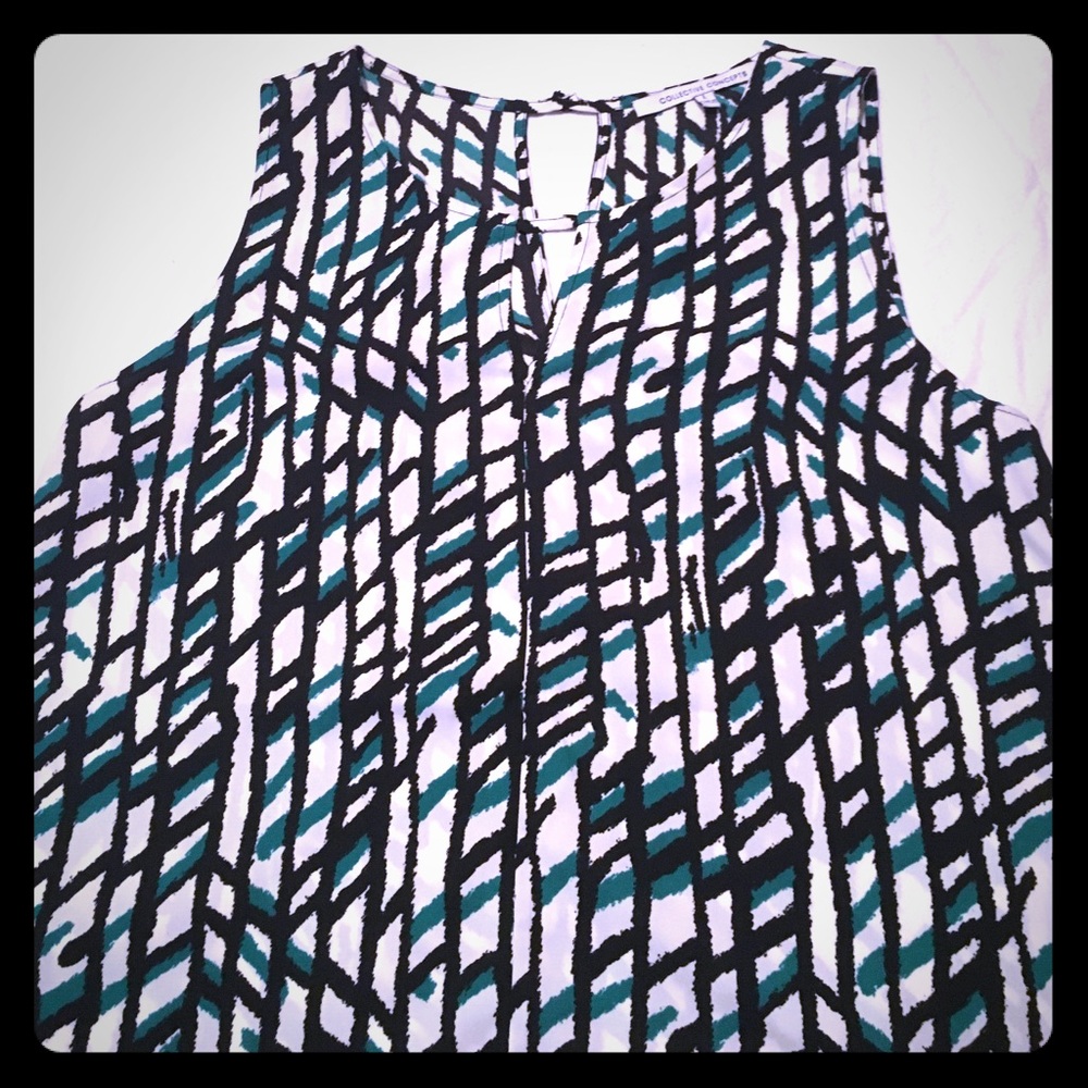 Green black cream tank top