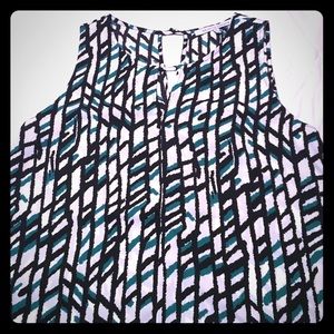 Green black cream tank top