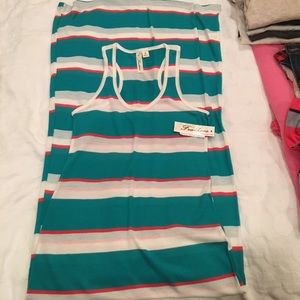 Long striped racerback tank maxi summer dress