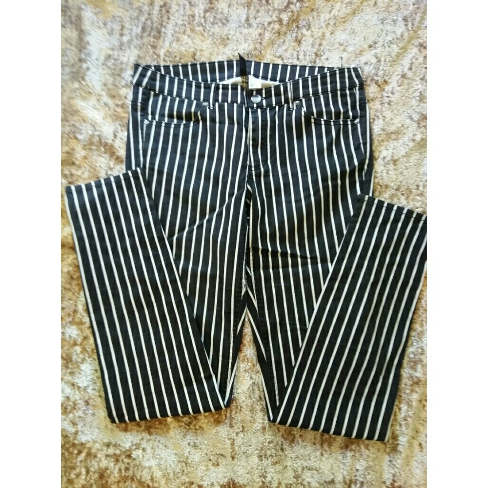 FUNky Black & White Striped Pants Sz 12 "Divided"