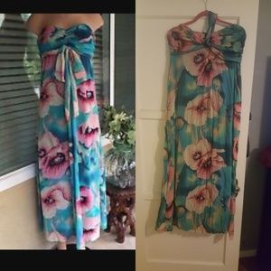 Long Teal Floral Dress