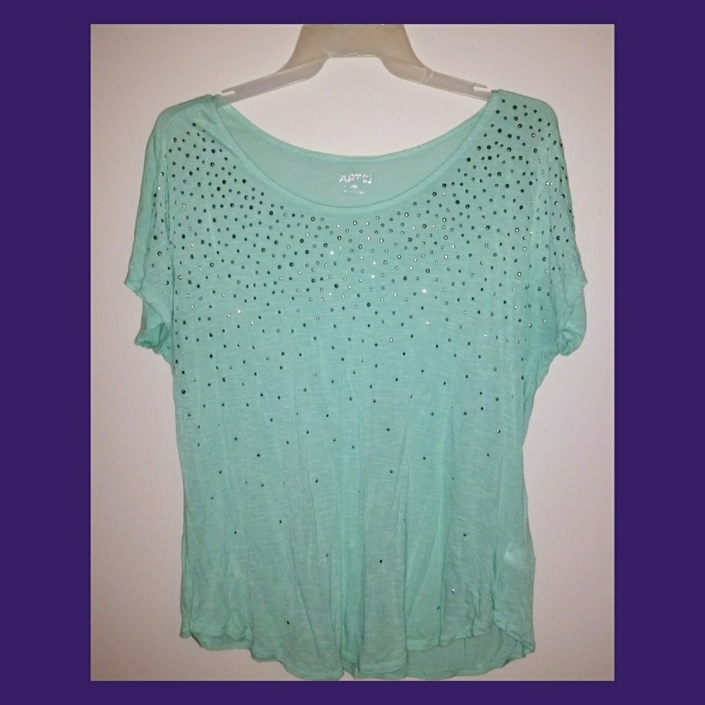 Seafoam green studded top