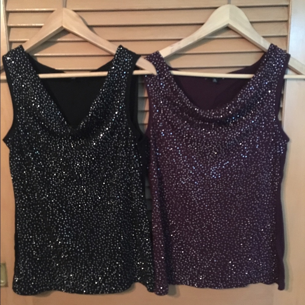 2 Express Sleeveless Drapey Studded Tanks L NWOT