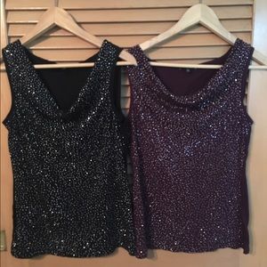 2 Express Sleeveless Drapey Studded Tanks L NWOT