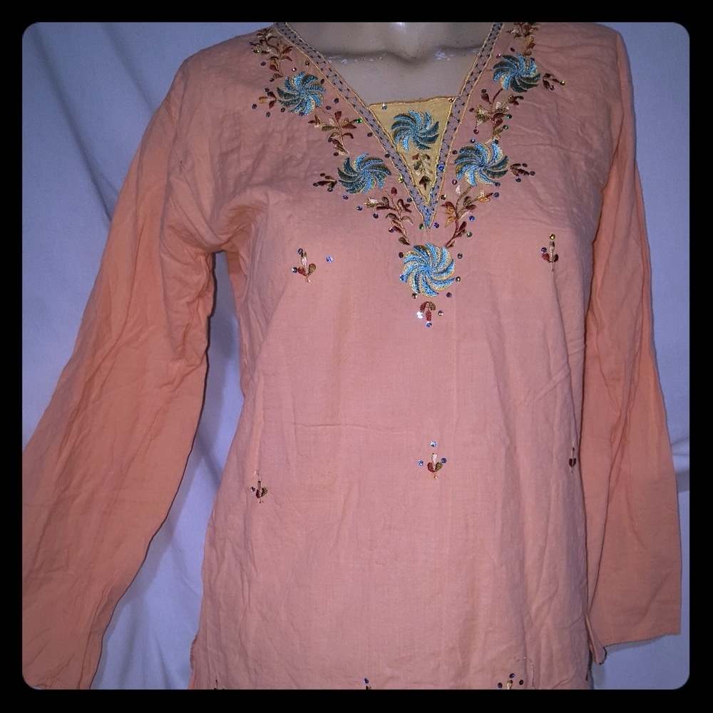 Med Peach Vintage Hippie Gypsy shirt