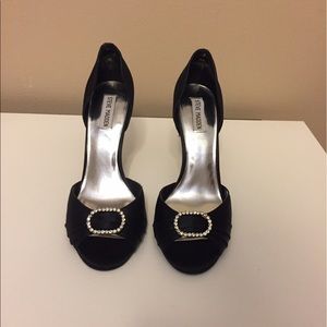 Steve Madden peep toe heels with rhinestone detail