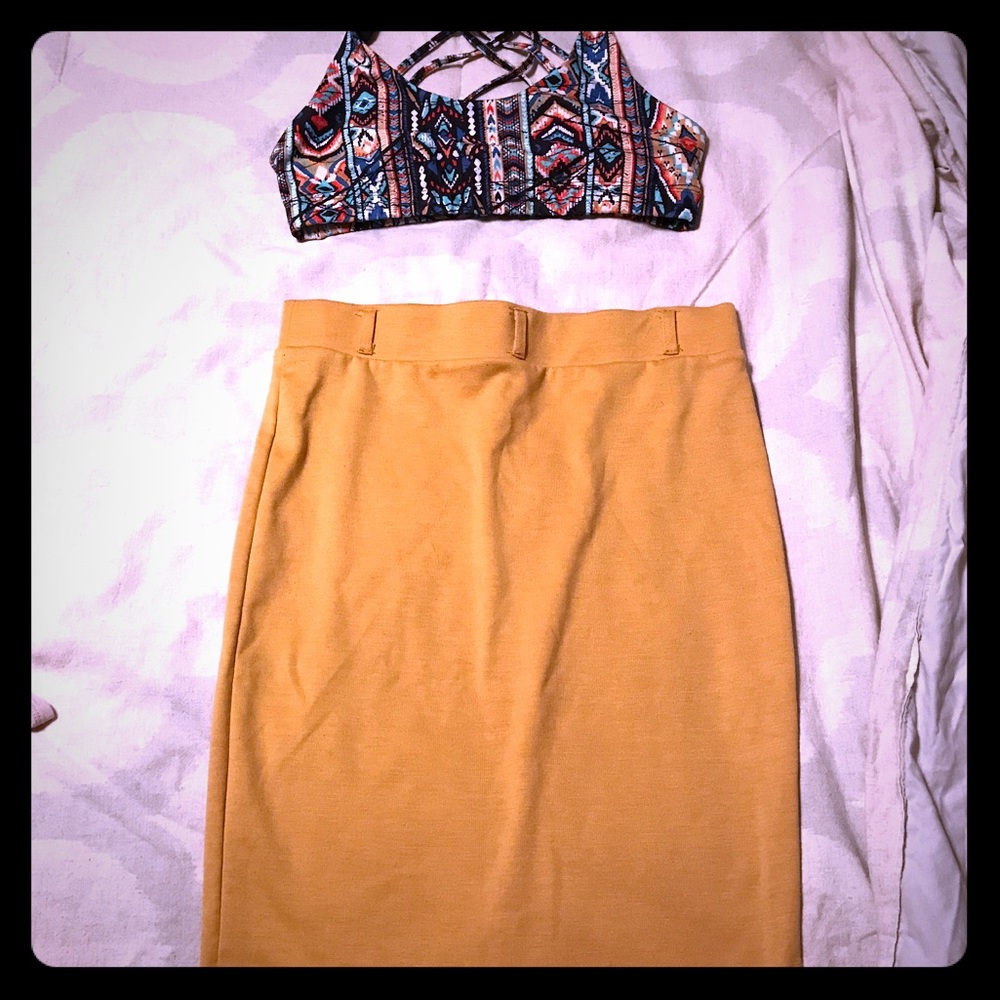 Tribal Print sports bra + Pencil Skirt