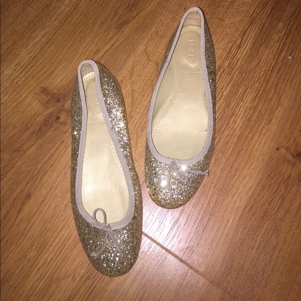 J.CREW GOLD GLITTER FLATS