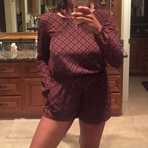 printed long sleeve romper!