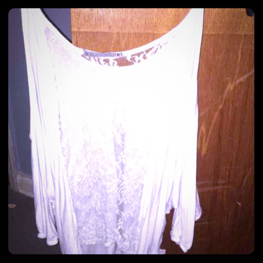 white lace back top size medium