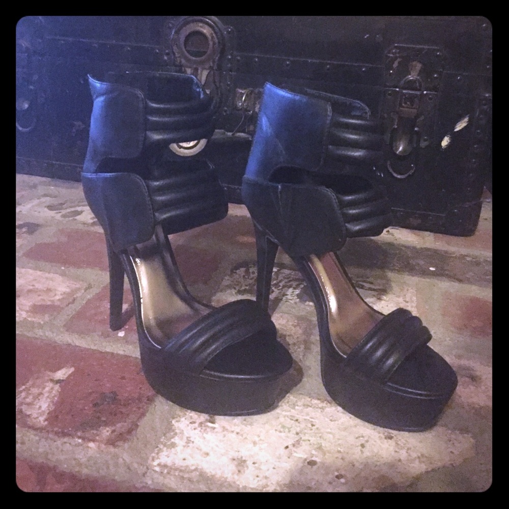 Black thick strapped heels Charlotte Russe