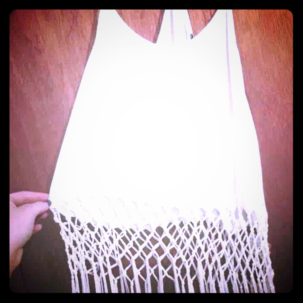 white fringe tank top