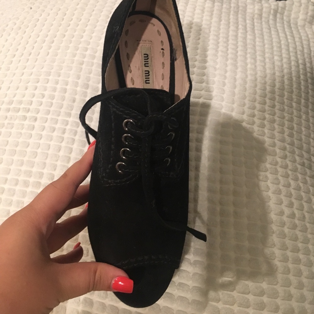 Black authentic miu miu wedges