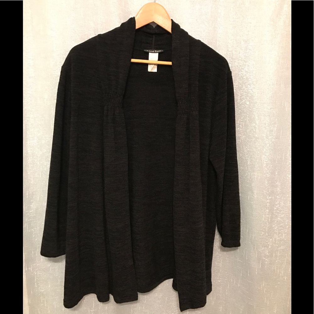 Sweater jacket with gathered neck detail