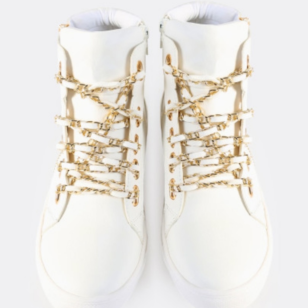 Chain faux leather white sneaker