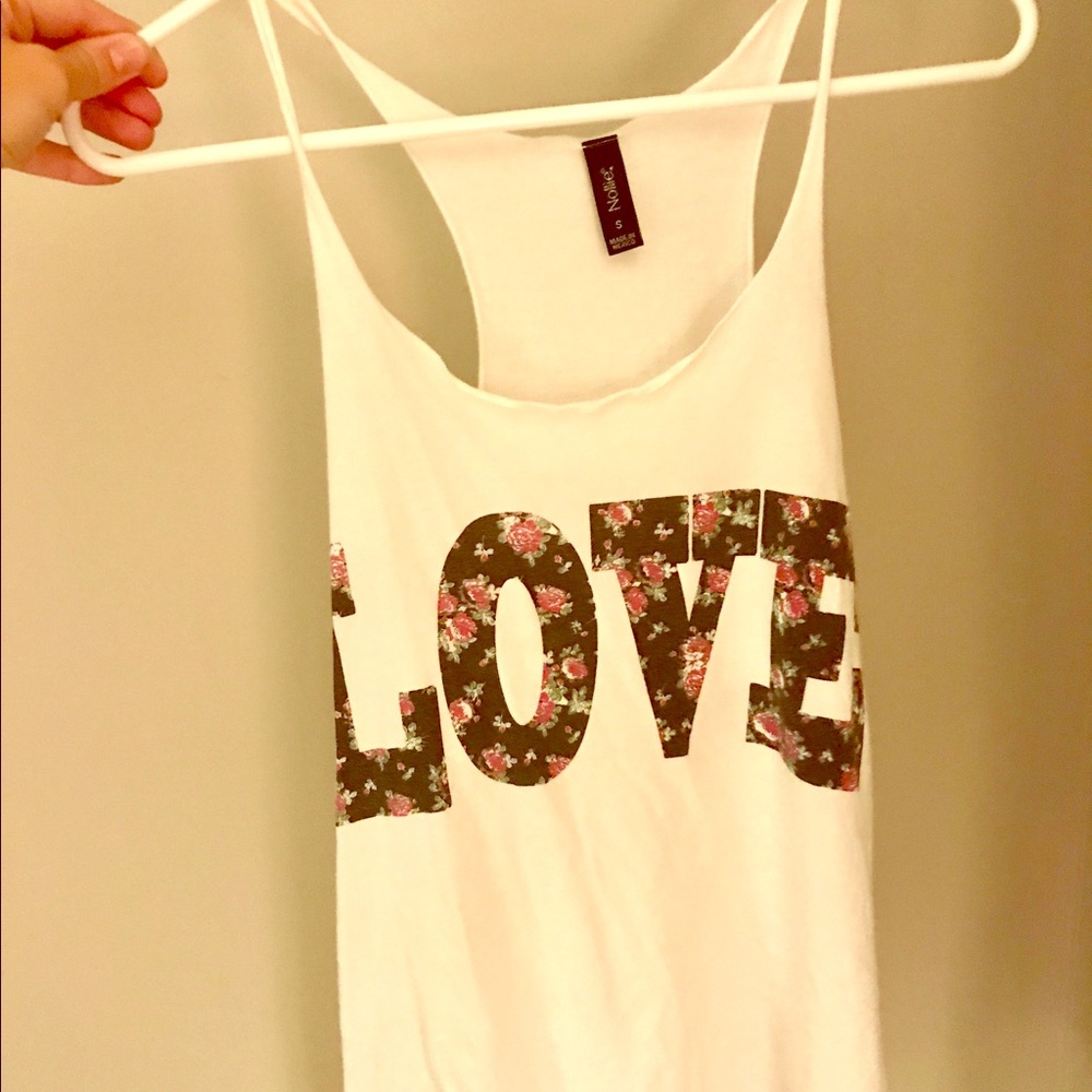 White t-shirt love tank top from Pacsun