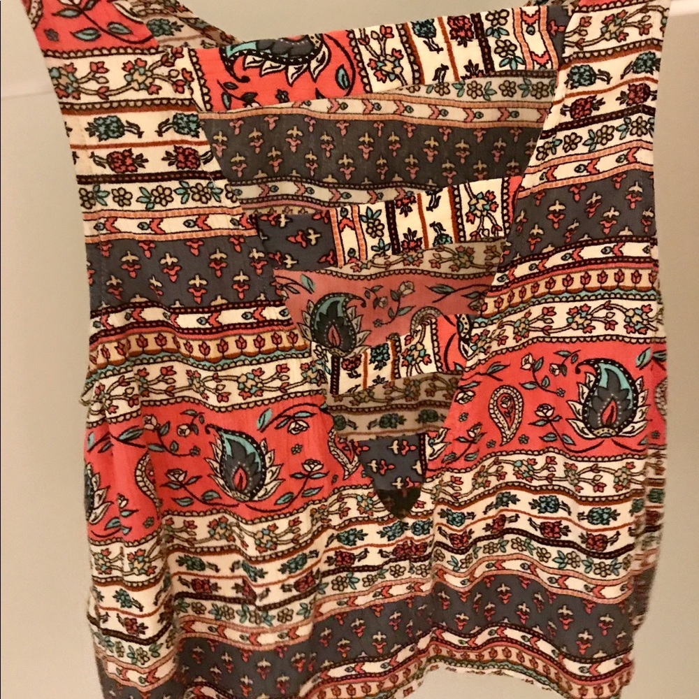 Paisley loose fitting cross back crop top