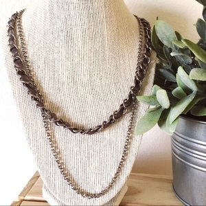 Silver & gray multi layer chain necklace