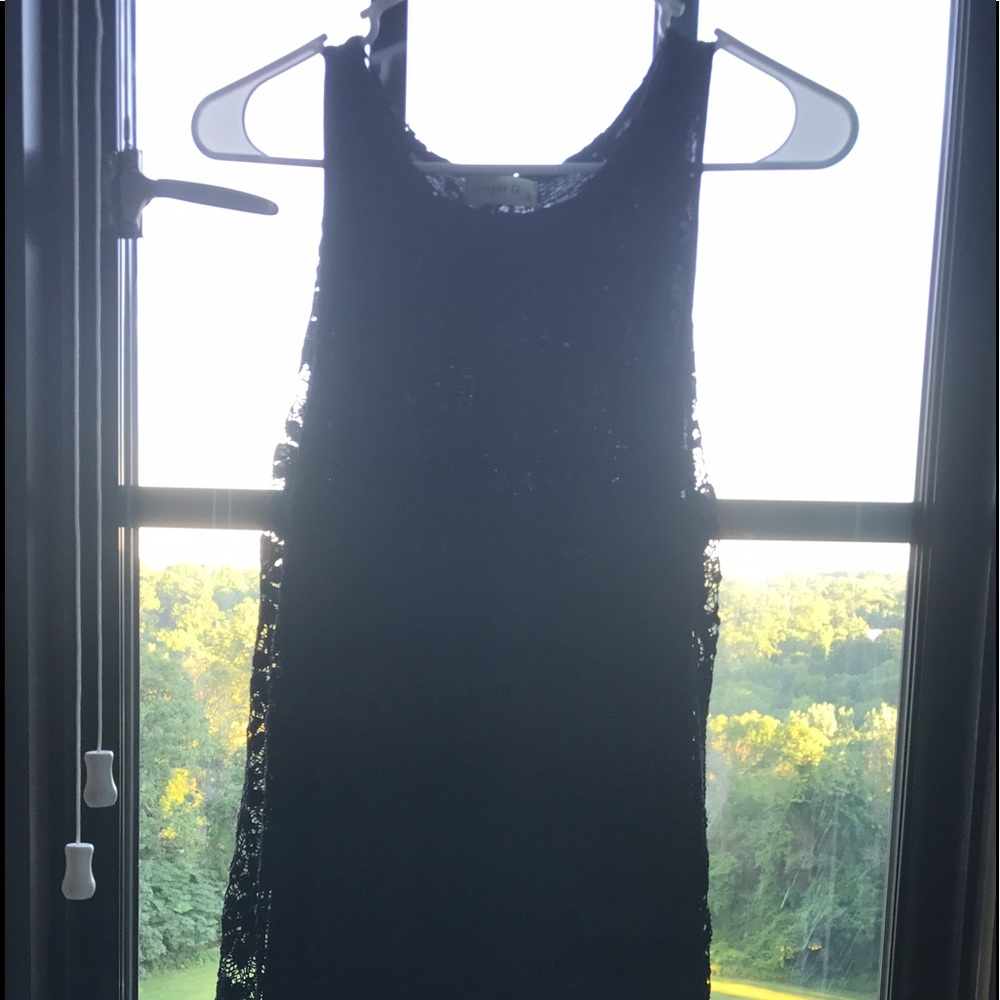 Black dress with subtle black floral knit design
