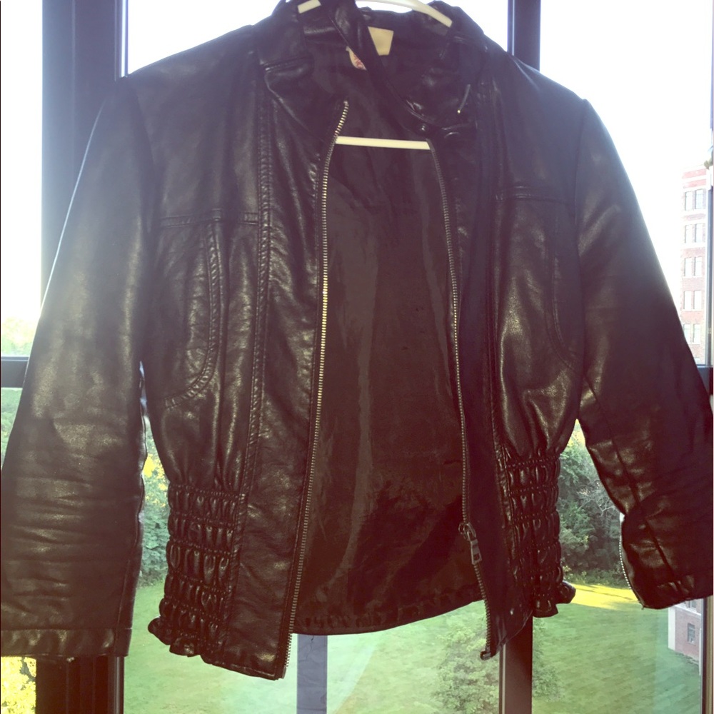Faux leather cropped fit jacket