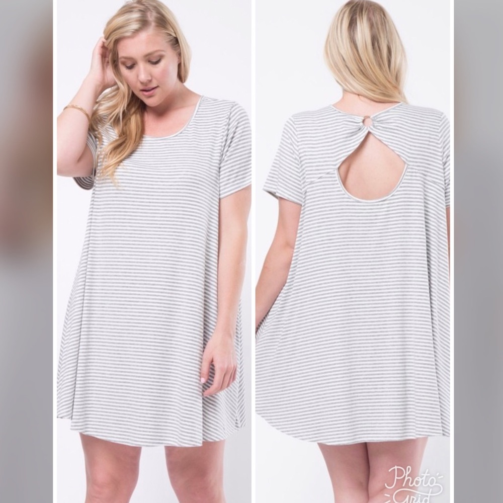 ☄️☄️PLUS☄️☄️Jasmine Striped T-Shirt Mini Dress