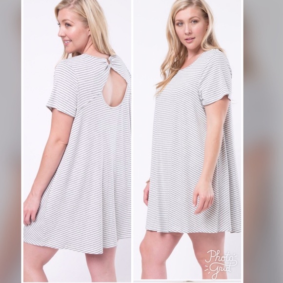 ☄️☄️PLUS☄️☄️Jasmine Striped T-Shirt Mini Dress - Picture 2 of 2