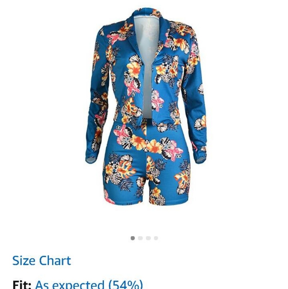 Two piece floral jacket and shorts outfit