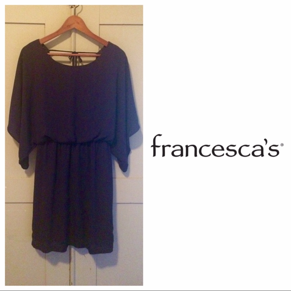 Francesca's Navy Kimono Sleeve Dress