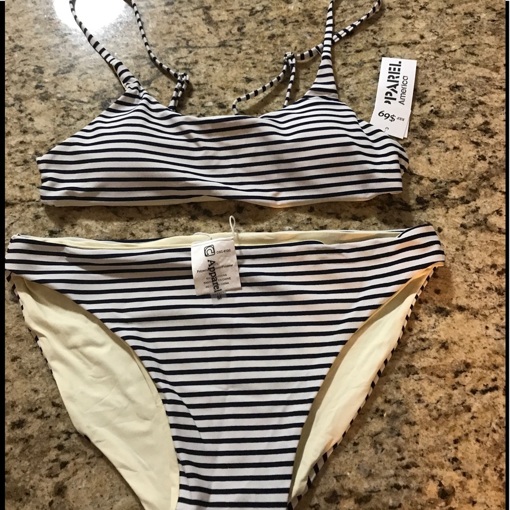 Pinstripe swimsuit