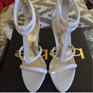 Bebe crocodile white heels
