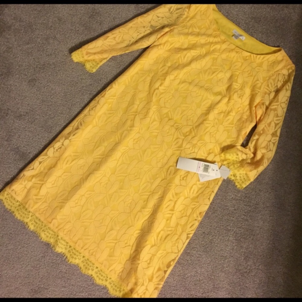 Yellow lace London Times dress NWT!
