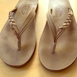 Rainbow Leather Flip Flops, LNWOT, comes in box