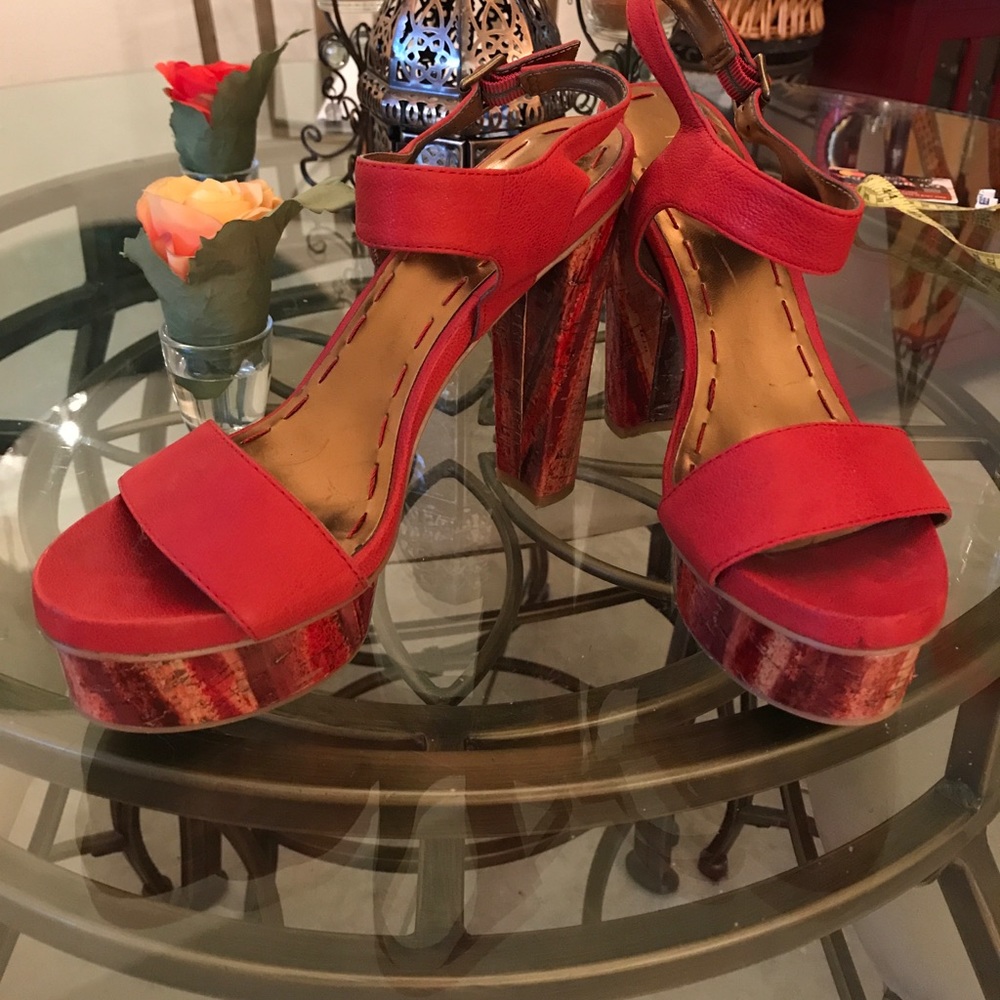Red high red platform sandals