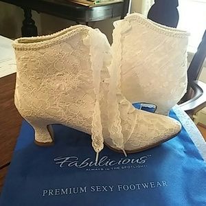 White lace wedding boots