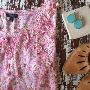 Talbots Pink Floral Lightweight Cotton Shell sz 10