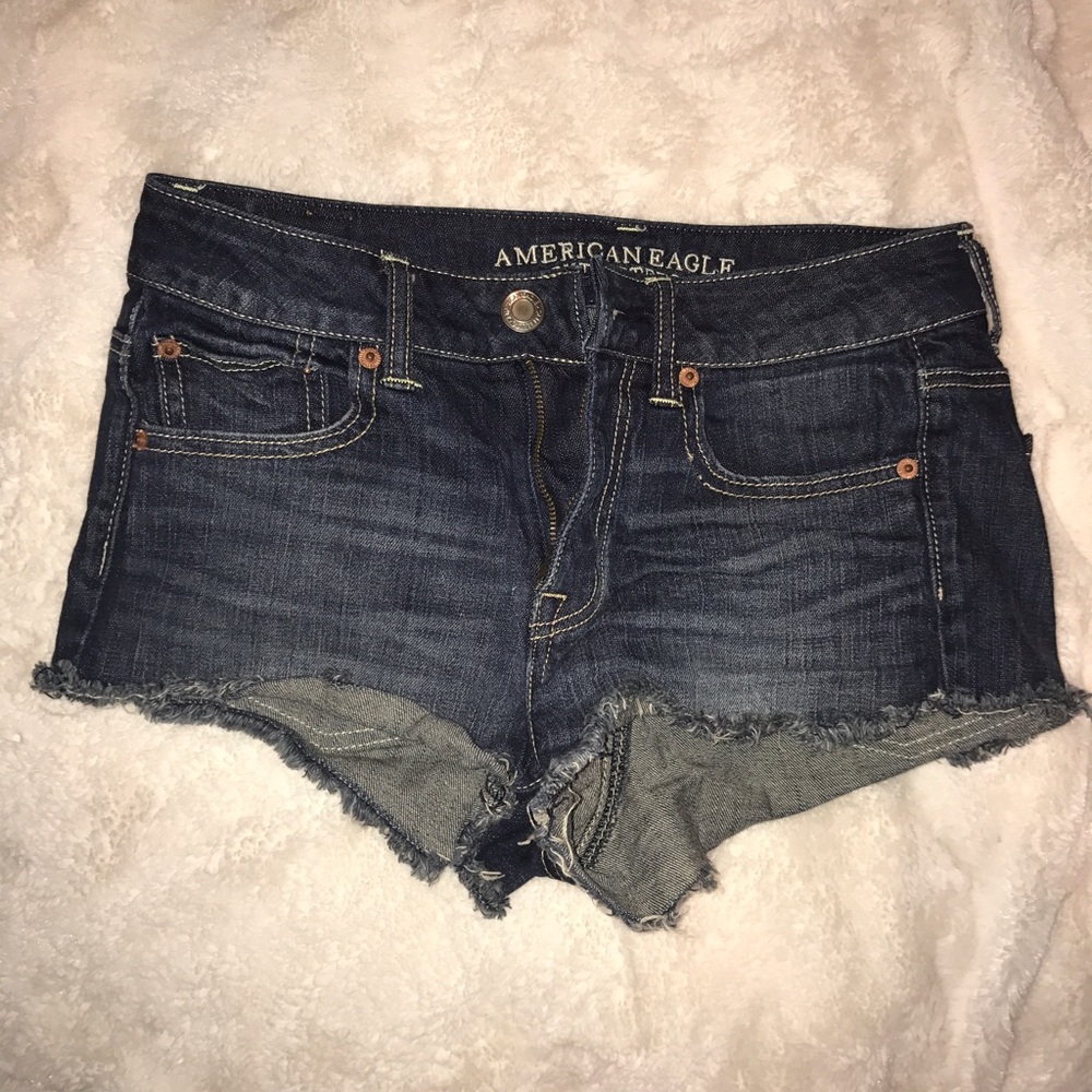 AE Dark Wash High-Waisted Shorts