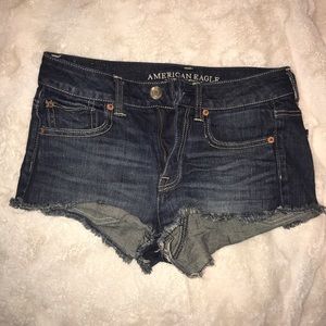 AE Dark Wash High-Waisted Shorts