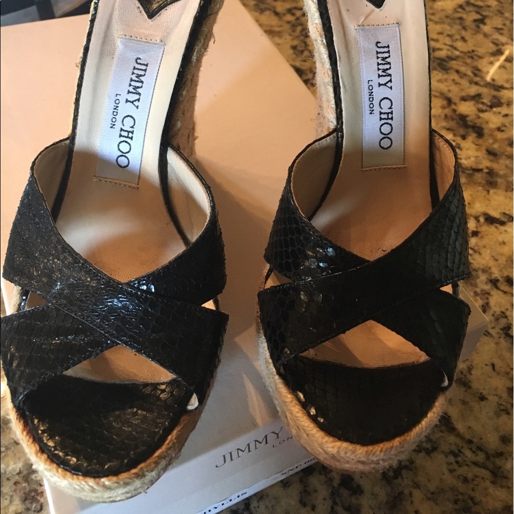 Jimmy choo black snake wedge