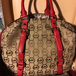 Signature Michael Kors Bag with Red leather