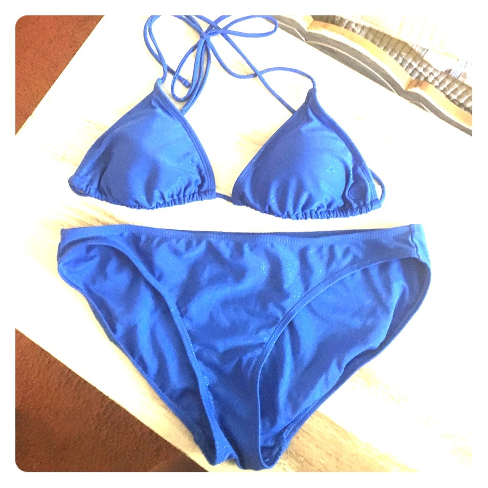 Blue string Bikini Lg NWOT